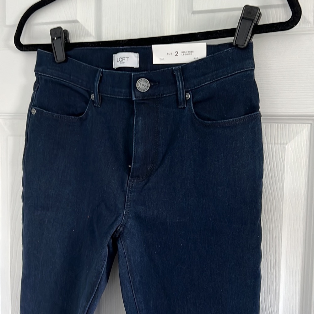 Loft High Rise Denim Stretch Jeans (dark blue denim)
